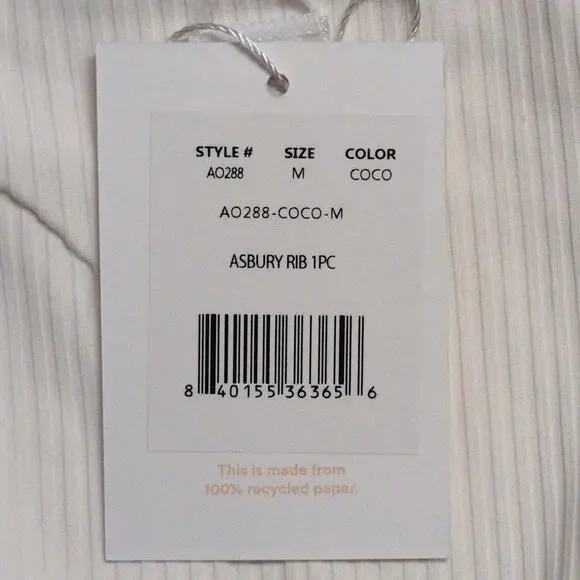Andie Asbury Ribbed One Piece Coco High Neck Low Back Adjustable M New - Picture 10 of 10